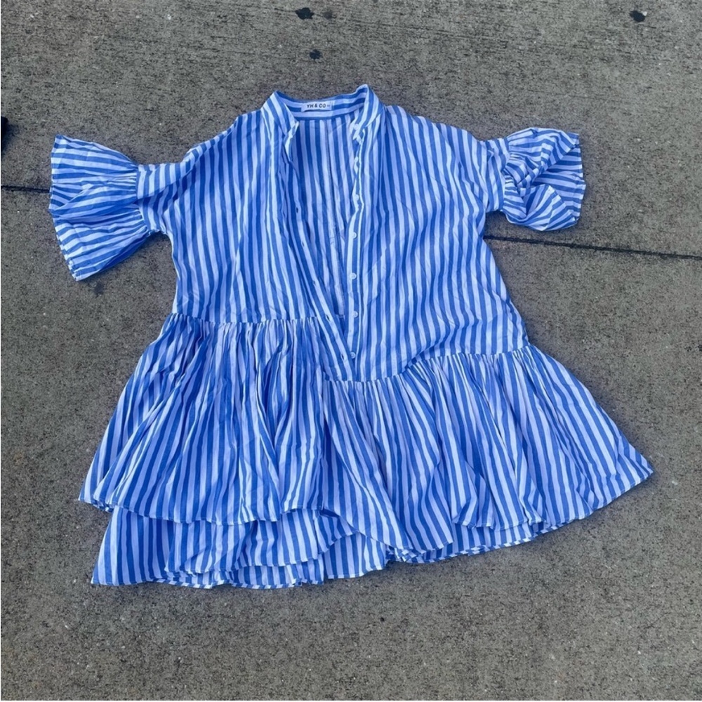 Blue and White Striped Blouse